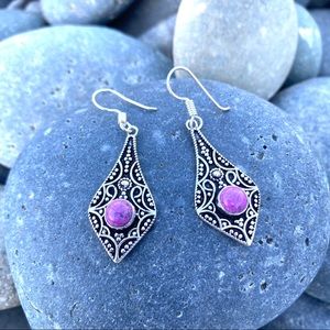 Sundance purple copper turquoise EARRINGS sterling silver gemstone stone gift
